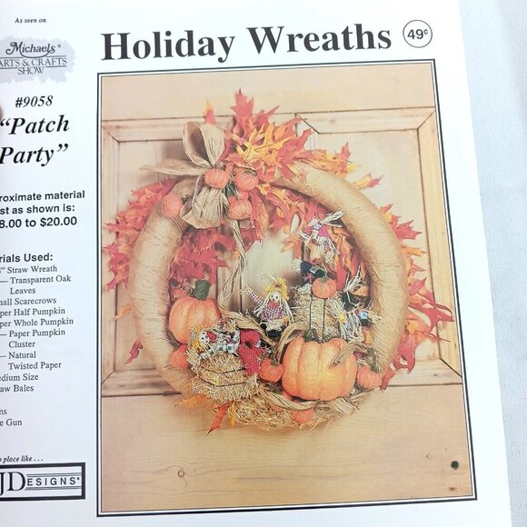 VTG 90s Halloween Wreath Pattern Instruction Lot Michaels Crafts Thanksgiving - Picture 3 of 13